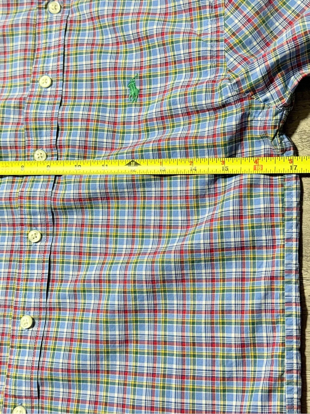 Ralph Lauren Boys Plaid Button Down Shirt Size Medium 10-12 Long Sleeve Stretch